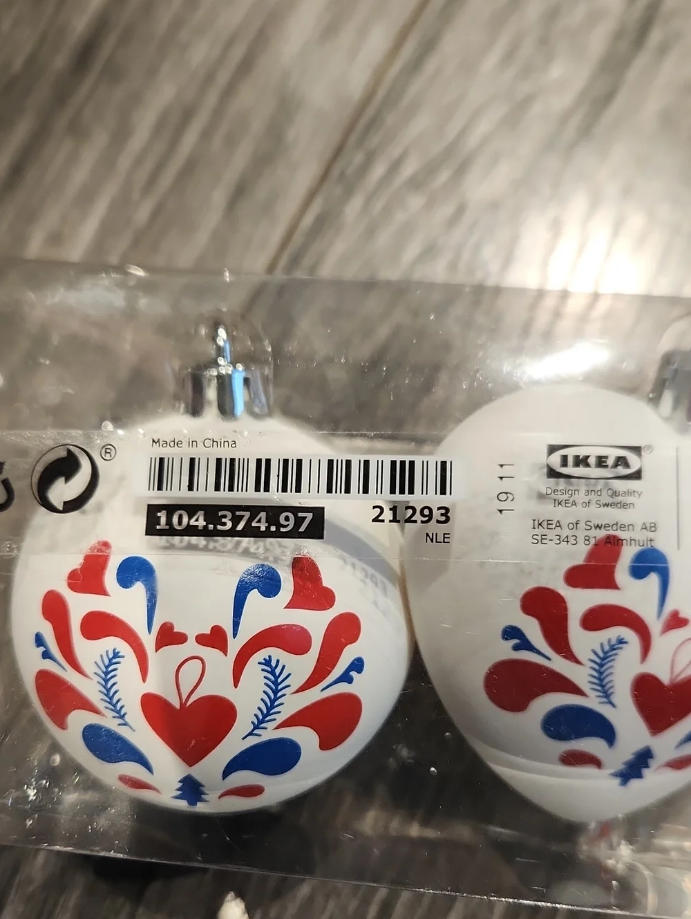 NWT IKEA Set Of 3 Christmas Ornaments